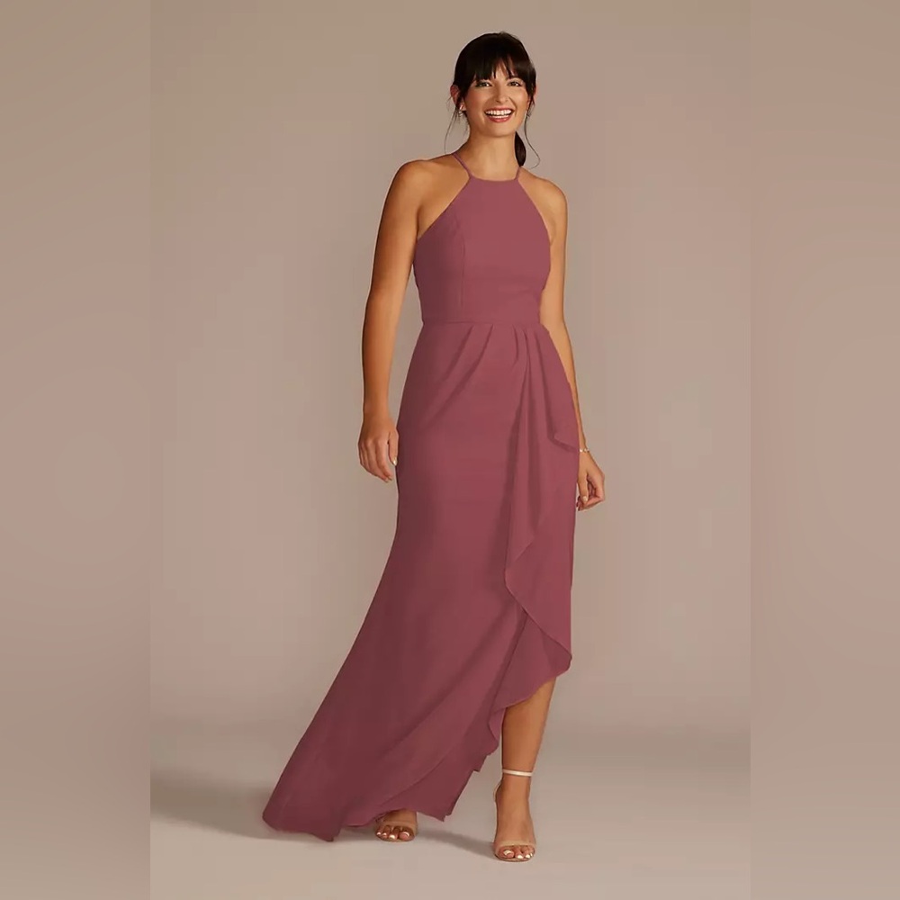 Elegant Mauve Halter Maxi Dress